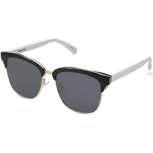 luxury women’s black white sunglasses with anti-glare TAC lenses half-frame design