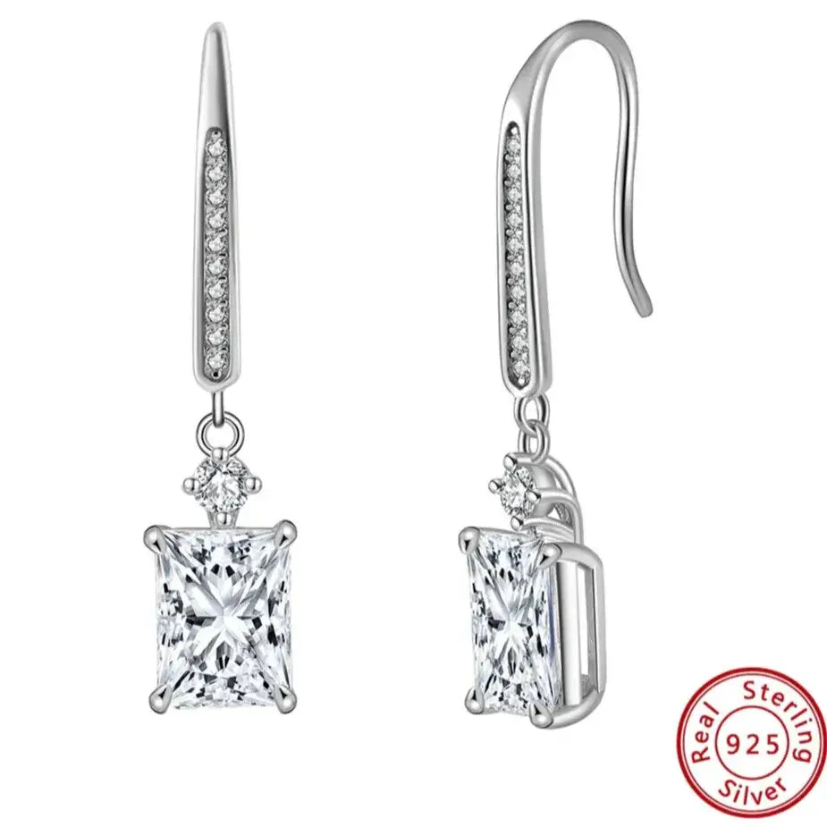 elegant sterling silver cubic zirconia drop earrings