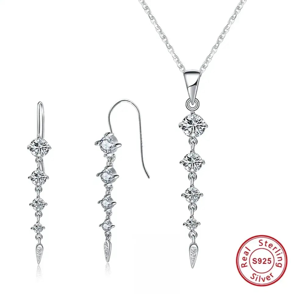sterling silver necklace and earrings for daily wear or special occasions