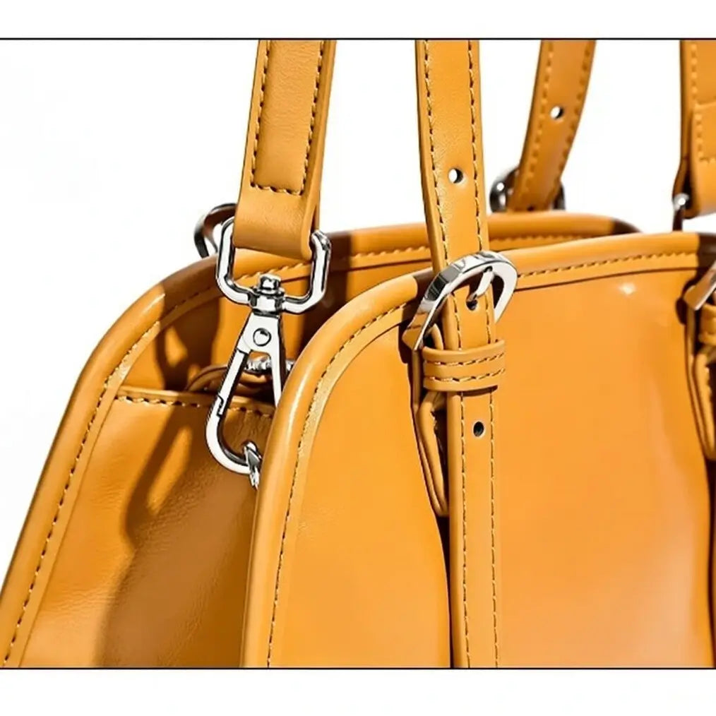 yellow leather crossbody bag with adjustable strap