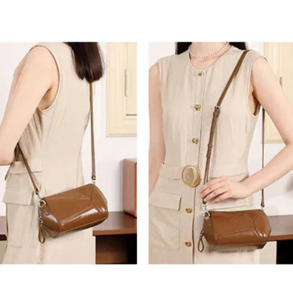 Soft premium leather handbag with structured profile, minimalist design