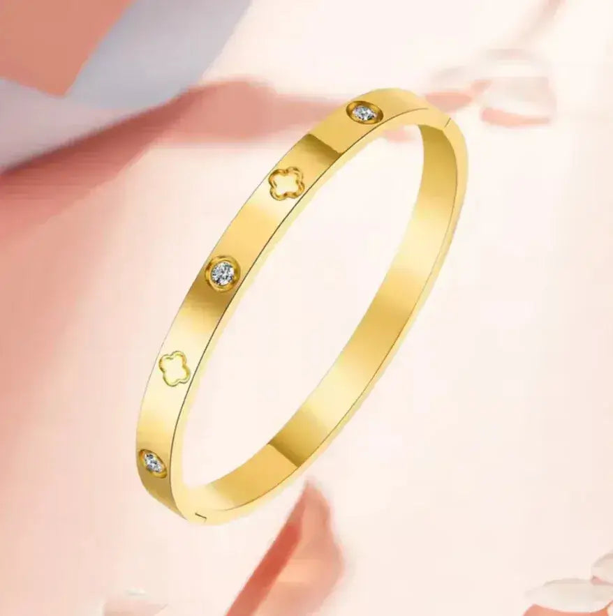 elegant clover design bracelet against soft background