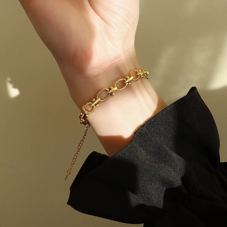 women’s stainless steel gold bracelet statement