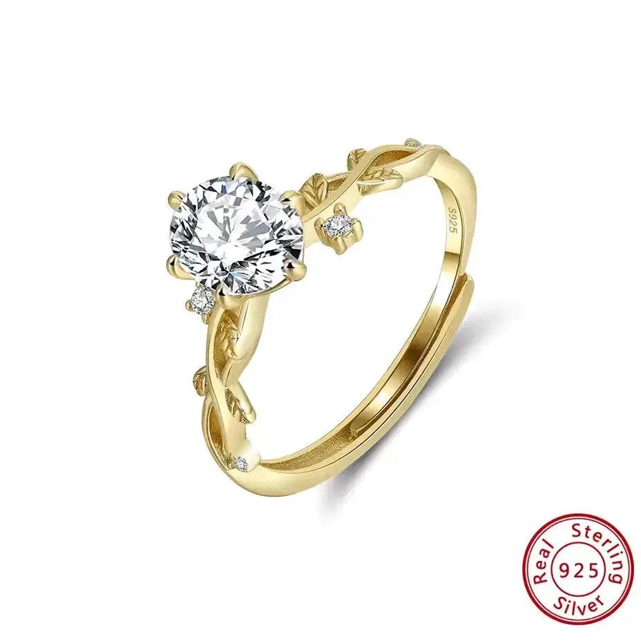 elegantia 18k gold plated oval solitaire ring