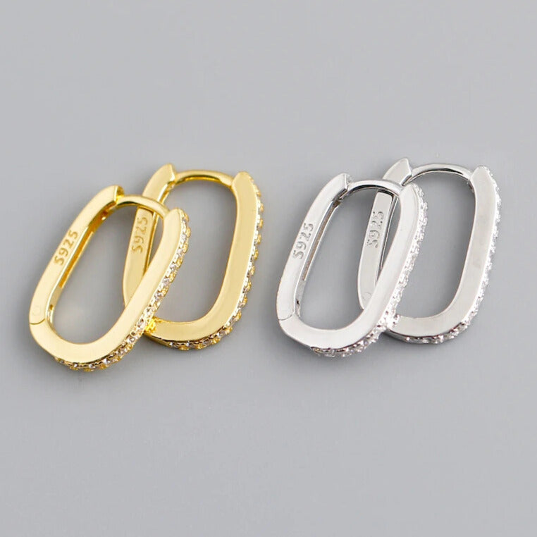 sterling silver and gold plated cubic zirconia hoops