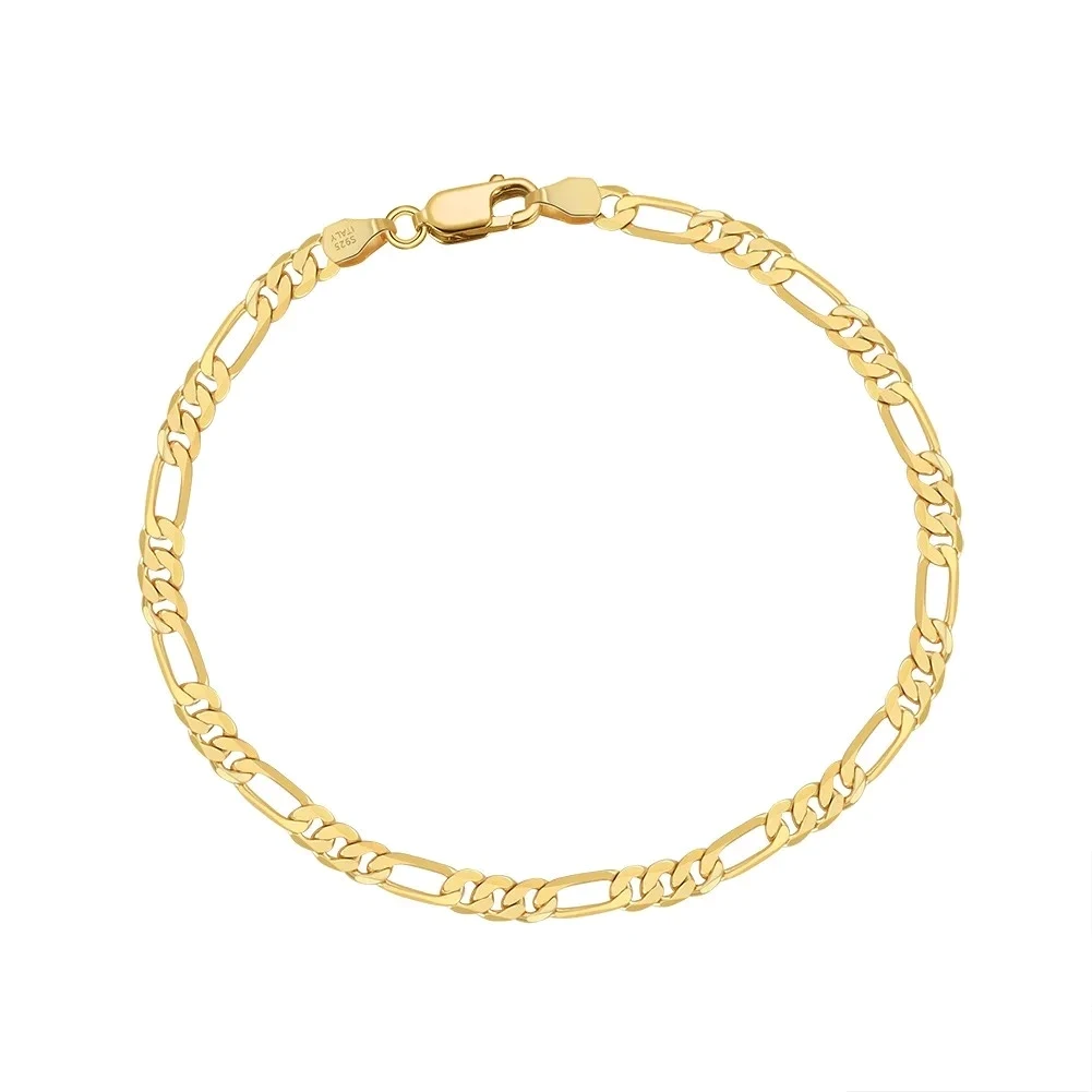 sterling silver figaro chain bracelet diamond cut Elegantia