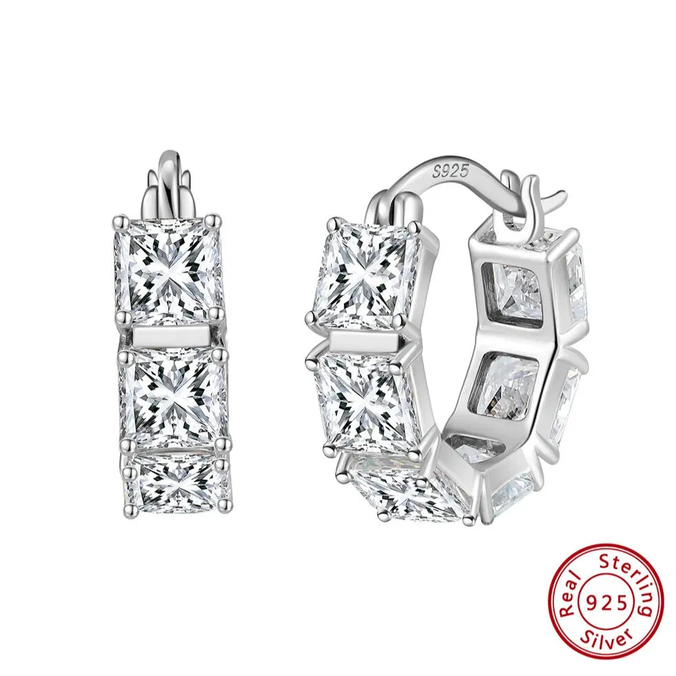 luxury zirconia real silver hoop earrings timeless design