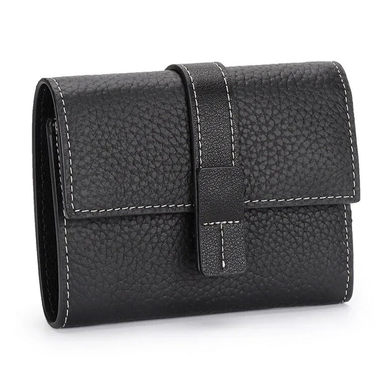 geometric pattern black leather wallet for women with coin compartment