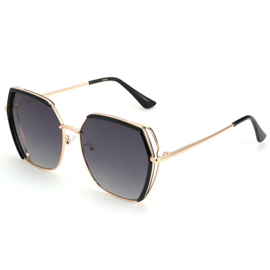 Women’s polarised gold sunglasses in butterfly design with anti-reflective TAC lenses