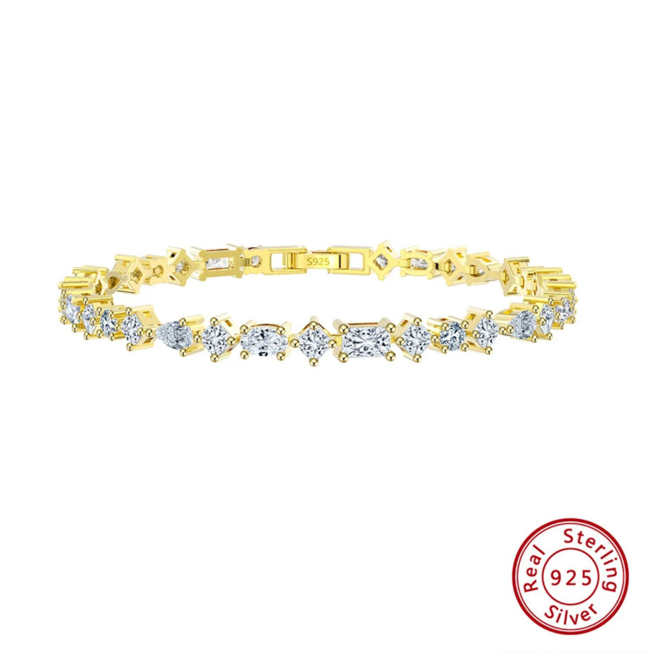 radiant zircon stone tennis bracelet sterling silver gold