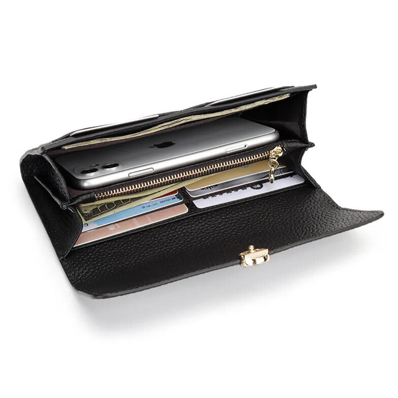 zipped leather wallet for women with organised interior slot elegantia