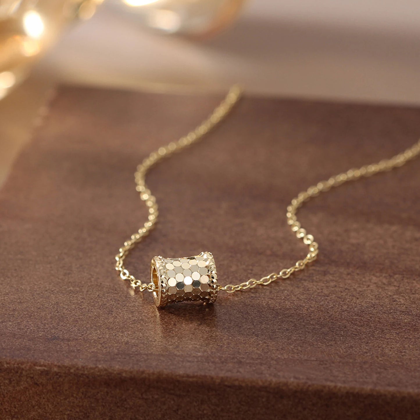 Chic silver gold necklace with polished pendant and classic link chain design