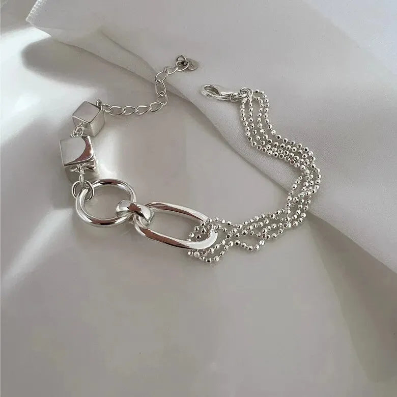 punk chic geometric silver bracelet elegantia uk