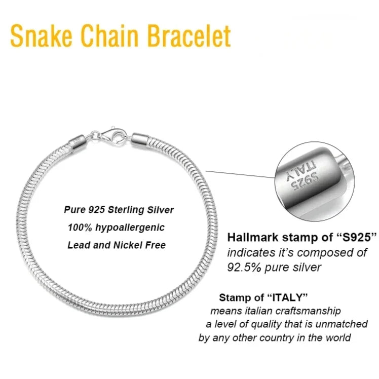 hypoallergenic silver snake chain bracelet durable
