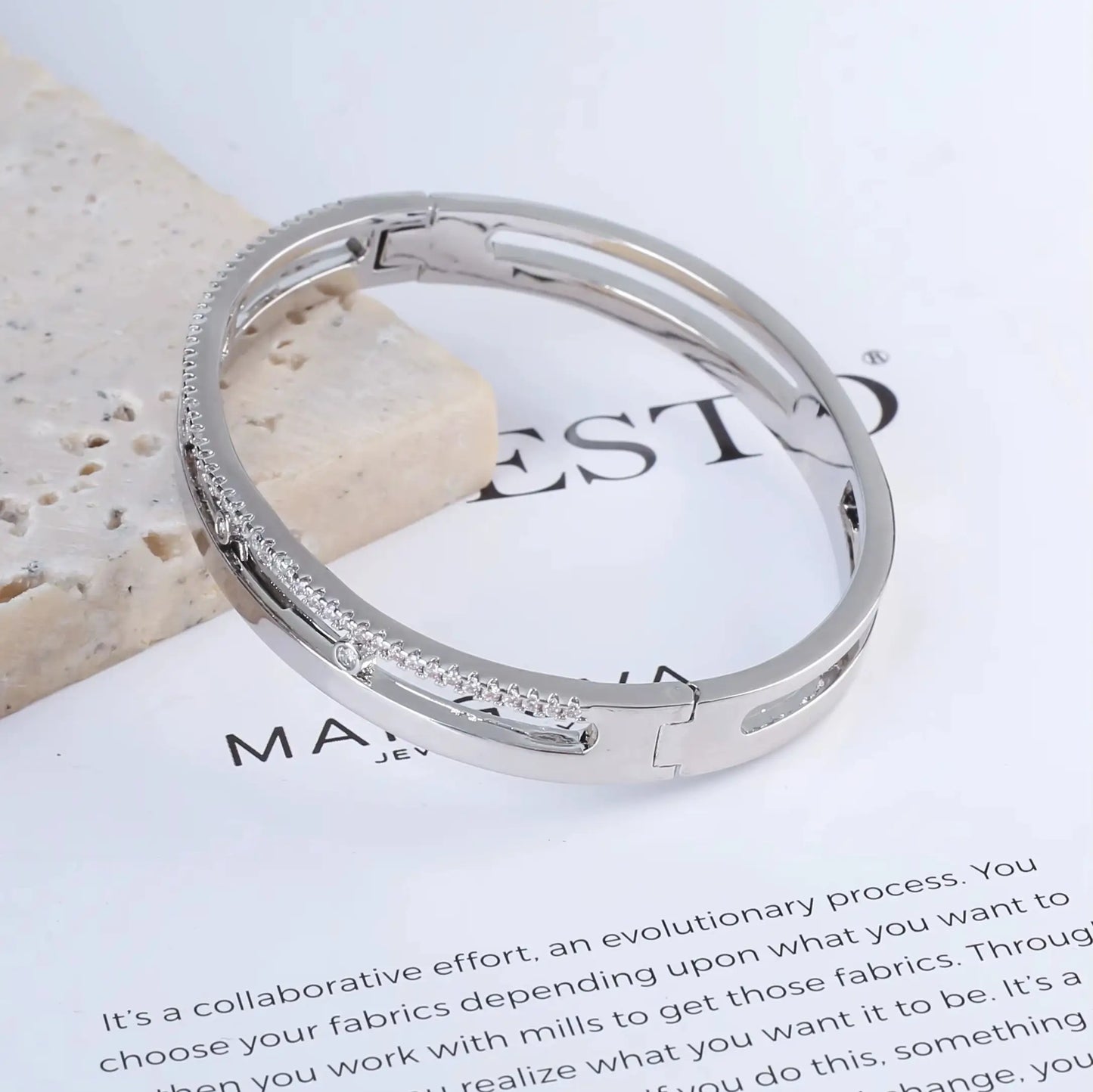 925 sterling silver slider bracelet with subtle dynamic sparkle