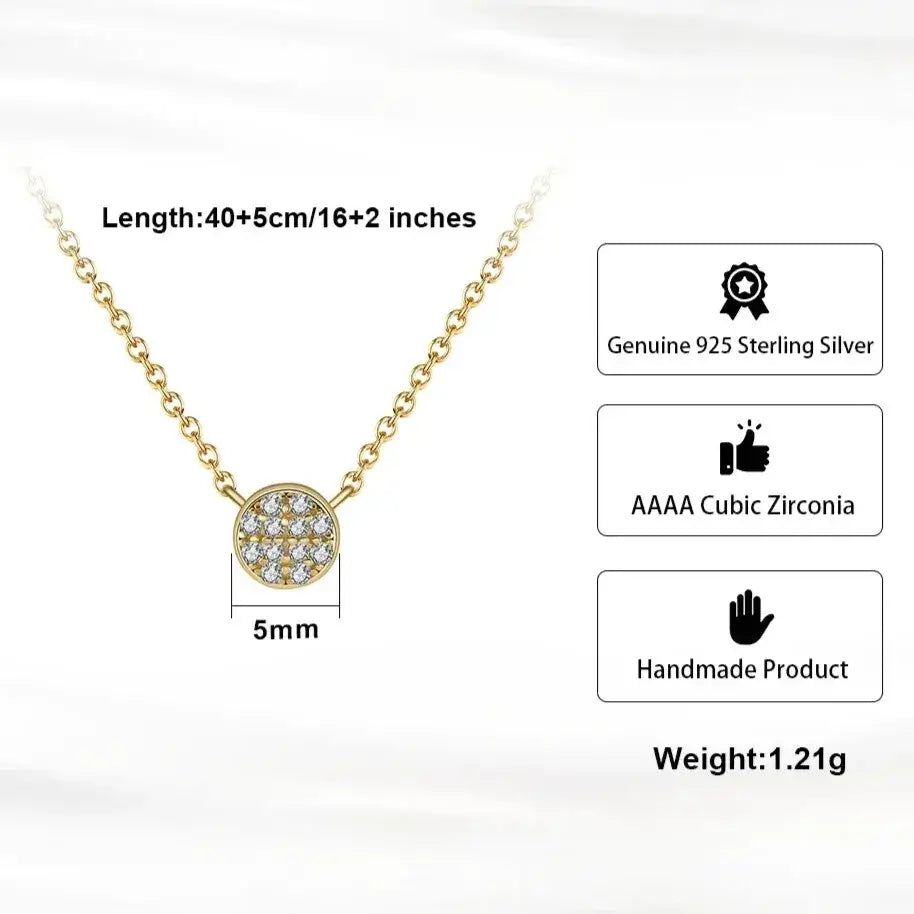 detail of gold-tone CZ pendant necklace