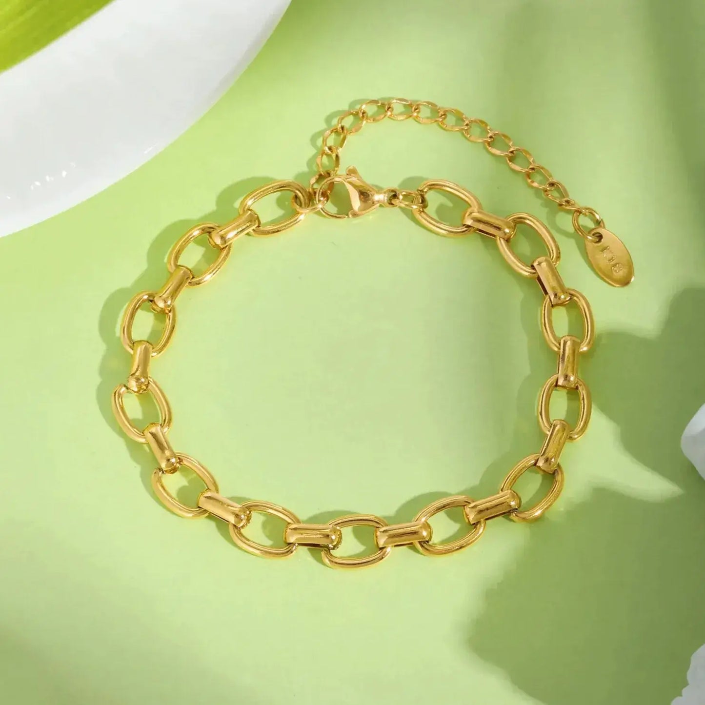 rendy gold link chain bracelet stainless steel modern minimalist design