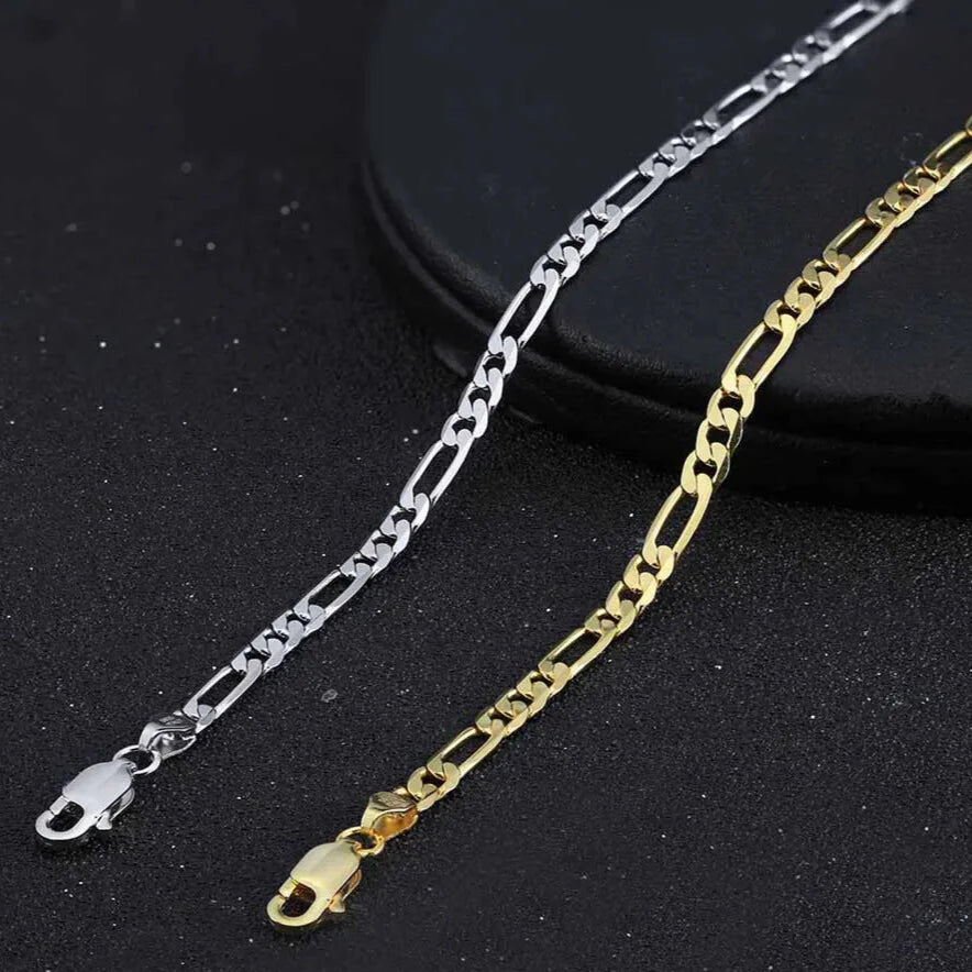 luxury figaro bracelet silver or gold tone