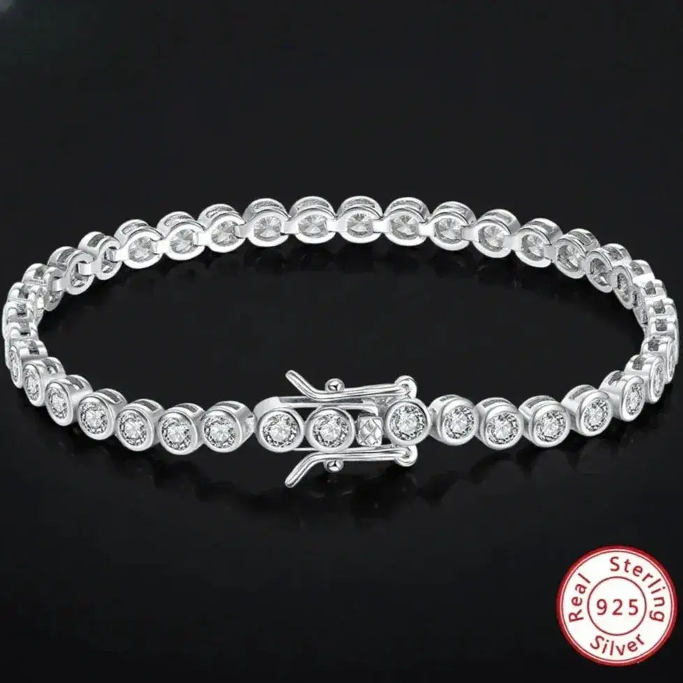 secure box clasp with safety on sterling silver tennis bracelet