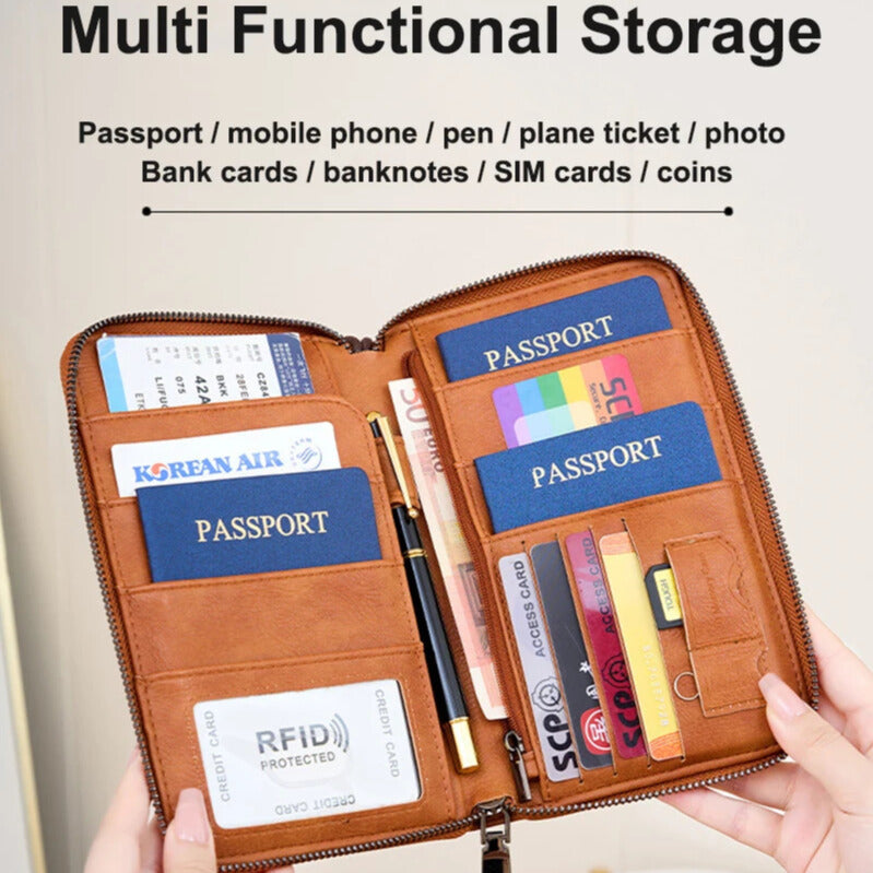 Stylish passport wallet with anti-theft RFID