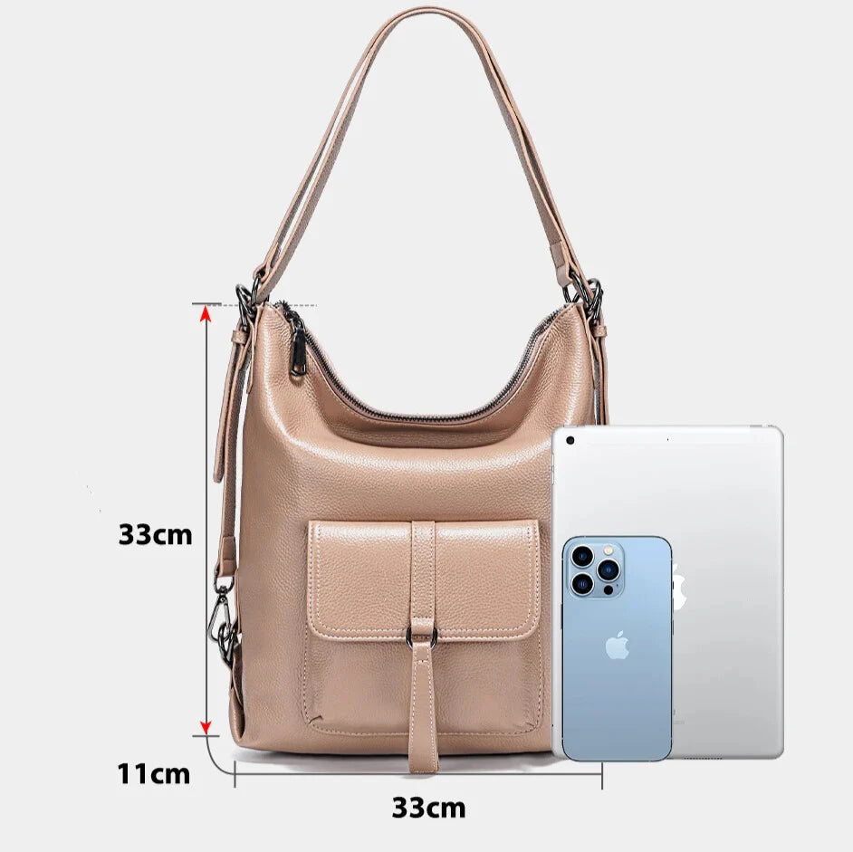 versaluxe brown on model backpack style