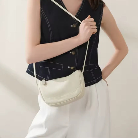 genuine leather mini bag off-white with phone sleeve
