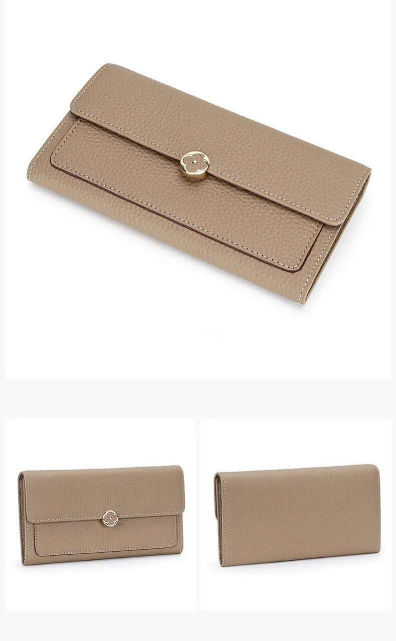 Women’s Genuine Leather Long Wallet – First-Layer Cowhide Clutch Purse