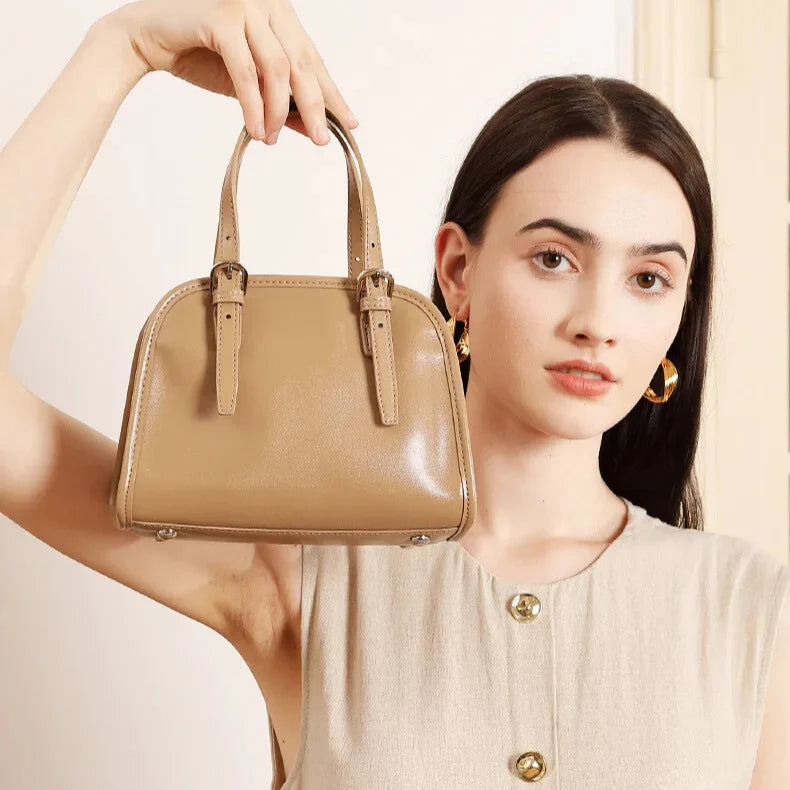 premium brown leather handbag