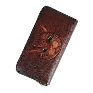Handmade embossed cowhide leather wallet