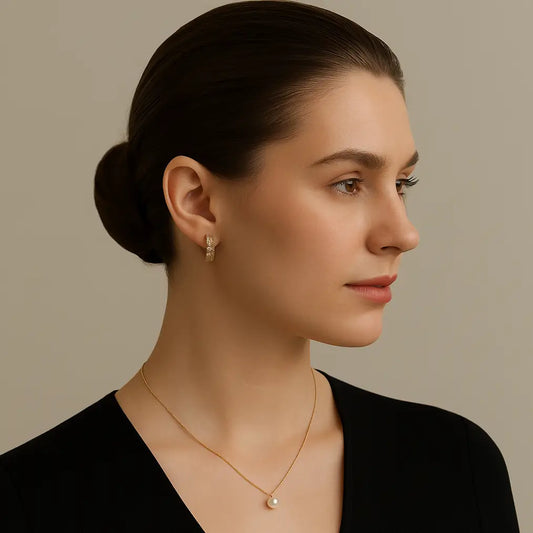 Minimalist gold and silver jewellery styled in a quiet luxury look