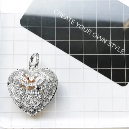 high polish silver locket pendant with sparkle