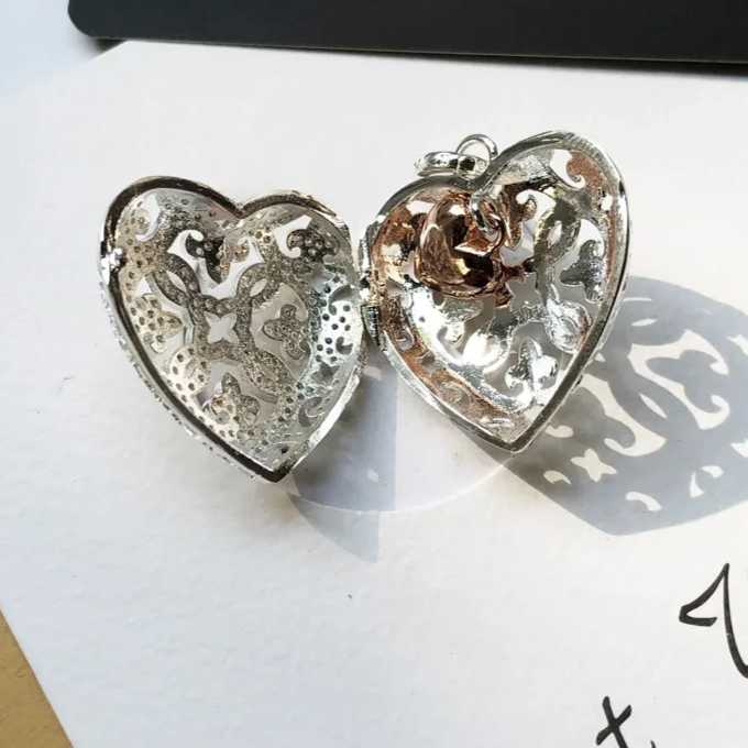opening heart locket in polished 925 sterling silver