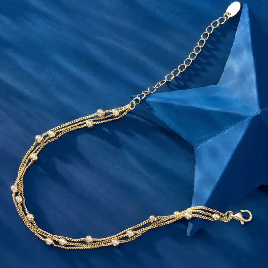 gold satellite chain bracelet with adjustable extender