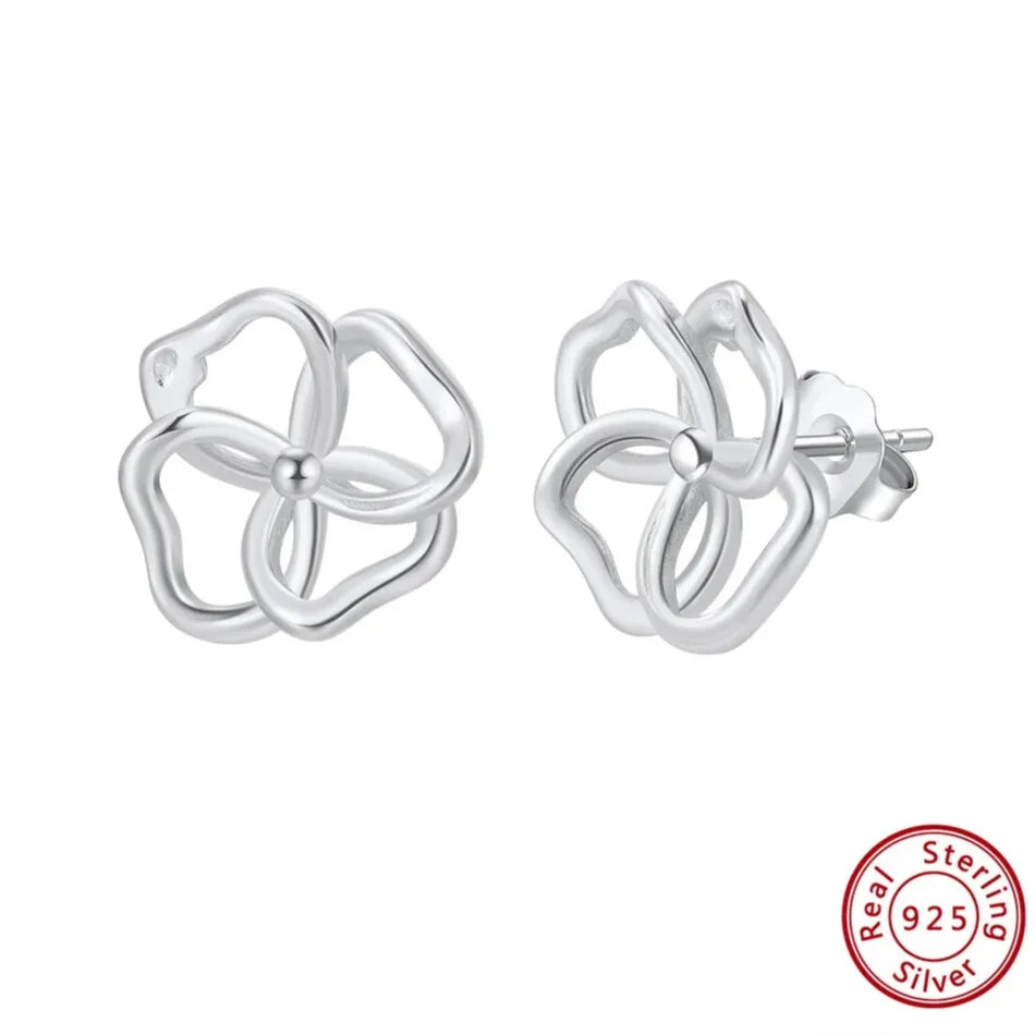 real sterling silver lightweight vintage flower studs