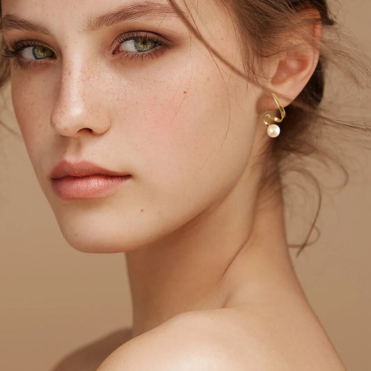 925 sterling silver gold plated pearl studs