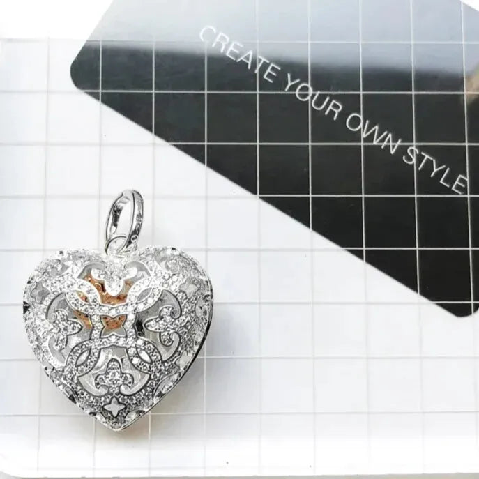 handcrafted silver filigree heart charm pendant for necklace