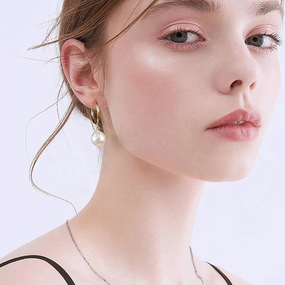 freshwater white pearl earrings