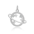 Star & Planet Pendant with Sparkling Cubic Zirconia — 925 Sterling Silver Charm for Necklace