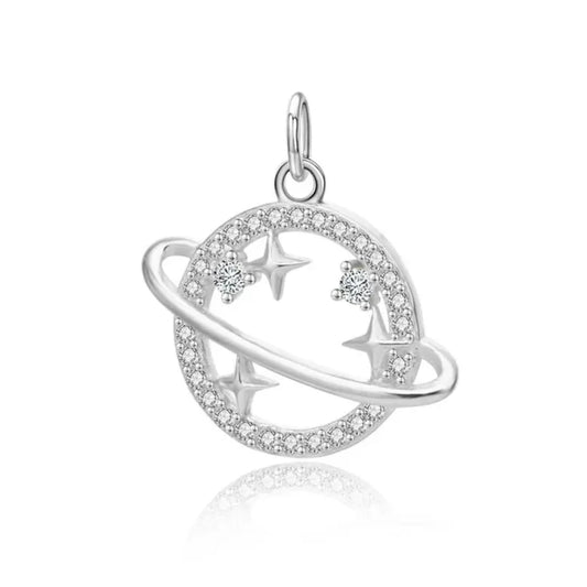 925 sterling silver star planet pendant