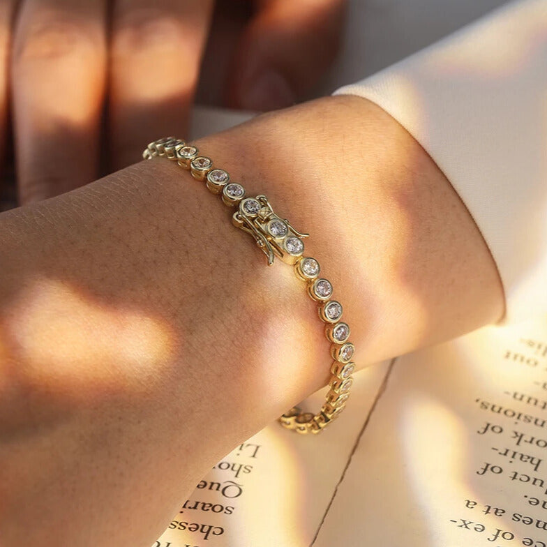 luxury gold plated tennis bracelet women