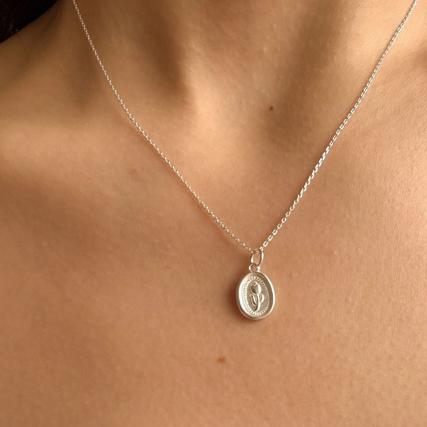 Silver tulip pendant minimalist jewellery