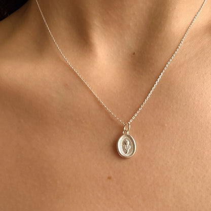Silver tulip pendant minimalist jewellery