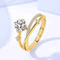 Celestial Moissanite Ring – 1 Carat Shooting Star Design in Gold Finish