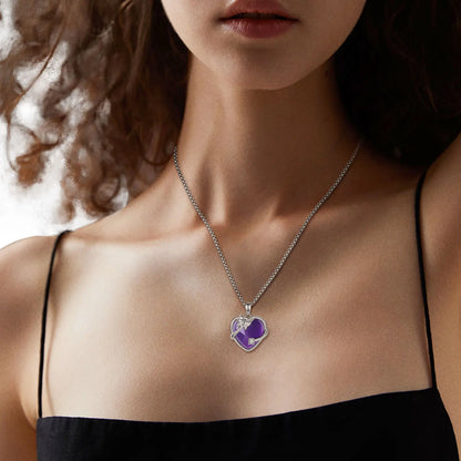 Amethyst Heart Pendant – Butterfly Crystal Healing Necklace for Women
