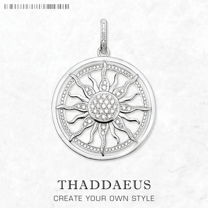Vintage Sun Charm Pendant – 925 Silver with White Zircon Stone