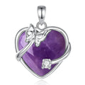 Amethyst Heart Pendant  – Butterfly Crystal Charm for Women