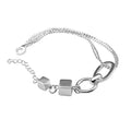 Asymmetric Geometric Hollow Bracelet – 925 Sterling Silver Adjustable Bangle