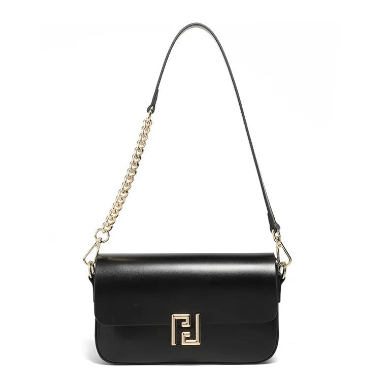 genuine black leather crossbody bag for women