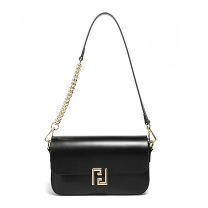 genuine black leather crossbody bag for women