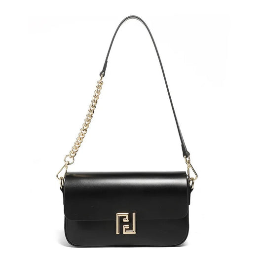genuine black leather crossbody bag for women